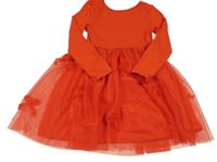 Červené šaty s tylovou sukní 