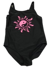 Černé jednodílné plavky s růžovým sluncem Primark
