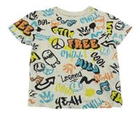 Smotanové tričko s farebnymi nápisy Primark