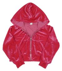 Ružová zamatová crop mikina s kapucňou shein