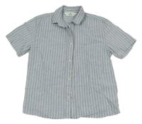 Světlemodrá pruhovaná lněná košile H&M