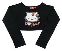 Čierne crop tričko s Hello Kitty