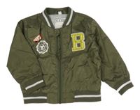 Khaki šusťákový podzimní bomber s písmenem 