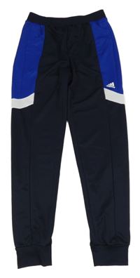 Černo-modré sportovní tepláky s logem Adidas