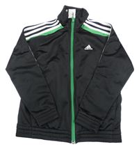 Černá sportovní funkční propínací mikina s pruhy a logem Adidas