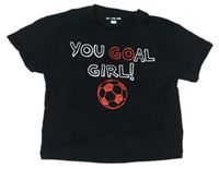 Čierne crop tričko s futbalovým loptou a nápisom F&F