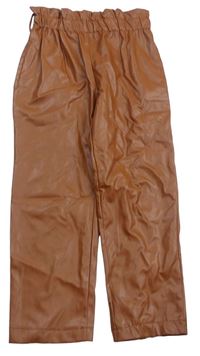 Hnedé koženkové paper bag nohavice