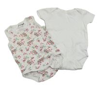 2set - 2x body - Bílé + květované 