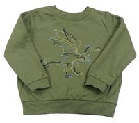 Khaki mikina s drakom