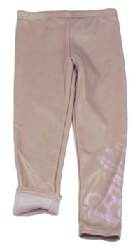Růžové třpytivé zateplené legíny - Barbie Primark