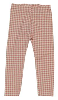 Ružovo-biele kockované legíny