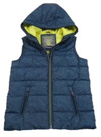 Tmavomodrá melírovaná šusťáková zateplená vesta s kapucí C&A