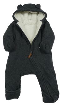 Tmavosivá tepláková zateplená kombinéza s kapucňou H&M