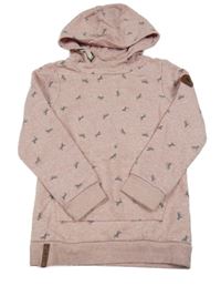 Růžová mikina s koníky a kapucí Topolino