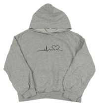 Svetlosivá mikina so srdcem a kapucňou Shein