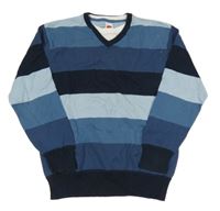 Modro-tmavomodrý pruhovaný sveter C&A