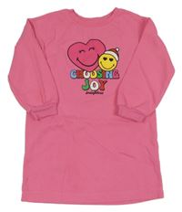Růžové teplákové šaty se srdíčkem a smajlíkem H&M