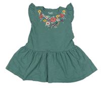 Zelené šaty s kvetmi C&A