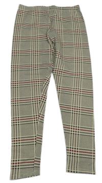 Béžovo-sivo-vínové kockované legíny Primark