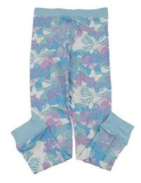 Světlemodro-bílo-lila ľahké tepláky s motýlikmi Miso