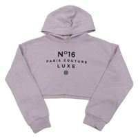 Lila crop mikina s nápisom a kapucňou River Island