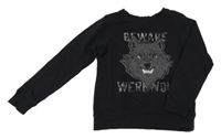 Čierna mikina s vlkem H&M