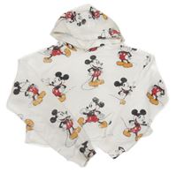 Biela crop mikina s Mickeym a kapucňou H&M