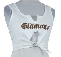 Dámsky biely crop top s nápisom Shein