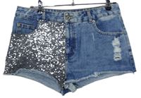 Dámské světlemodré riflové kraťasy s flitry Miss Denim