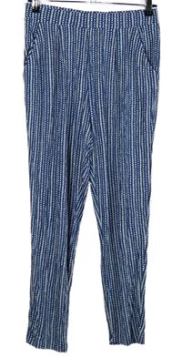 Dámské modro-bílé vzorované volné kalhoty M&S