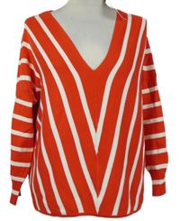 Nové - Dámský červeno-bílý pruhovaný volný svetr Only 