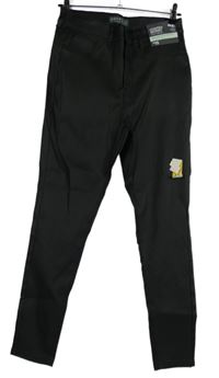 Nové - Dámske čierne potiahnuté é skinny nohavice Primark