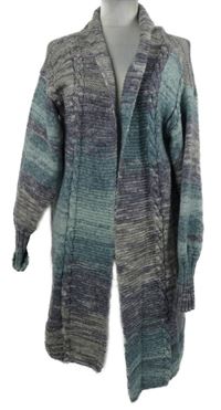 Dámský fialovo-modrý melírovaný svetrový cardigán 