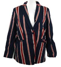 Nové - Dámský tmavomodro-červený pruhovaný blejzr M&S