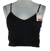 Nové - Dámský černý žebrovaný sportovní crop top Primark 