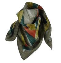 Dámský hnědo-zeleno-červený vzorovaný šátek 