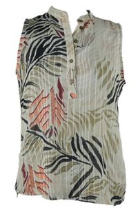 Dámska bielo-farebná vzorovaná šifónová blúzka Garcia