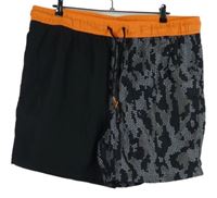 Pánske čierno-sivo-oranžové vzorované plážové kraťasy Livergy
