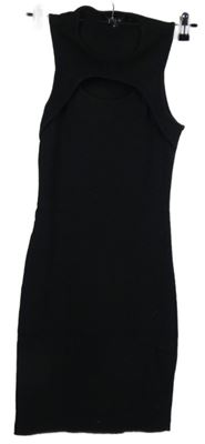 Dámske čierne rebrované šaty s prestrihom Nikie vel. 32