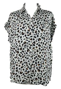 Dámská bílo-černo-oranžová vzorovaná halenka F&F