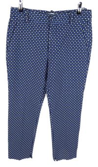Dámske modro-tmavomodré vzorované crop nohavice Zara