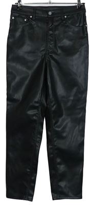 Dámske čierne koženkové nohavice H&M