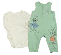 2set- pomněnkový overal s Mickey Mousem a kačerem Donaldem+ bílé body Primark