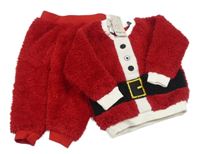Nové- 2set- červená huňatá mikina- Santa Claus+ kalhoty Lupilu