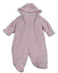 Svetloružová chlpatá zateplená kombinéza s kapucňou George