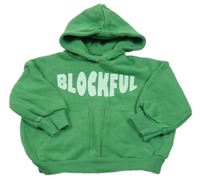 Zelená oversize mikina s nápisom a kapucňou Zara