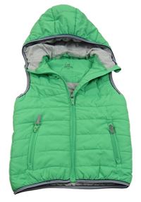 Zelená šušťáková zatepelná vesta s kapucňou Topolino