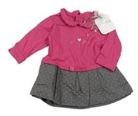 Nové - Malinovo-sivé šaty s mačkou Absorba