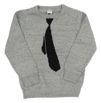 Svetlosivý melírovaný sveter s kravatou C&A