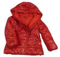 Červená šušťáková zimná bunda s kapucňou